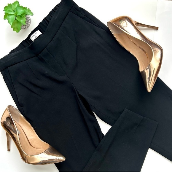 Aritzia Babaton Cohen Trouser Cropped Pleated Dress Pant Jogger Black Crepe Sz 4 - Picture 2 of 13